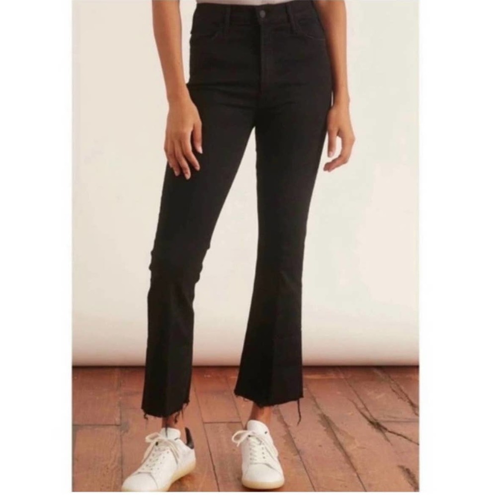 Mother The Hustler Ankle Fray Flared Black Jeans size 31